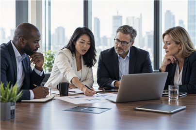Executives collaborating on business strategy and growth